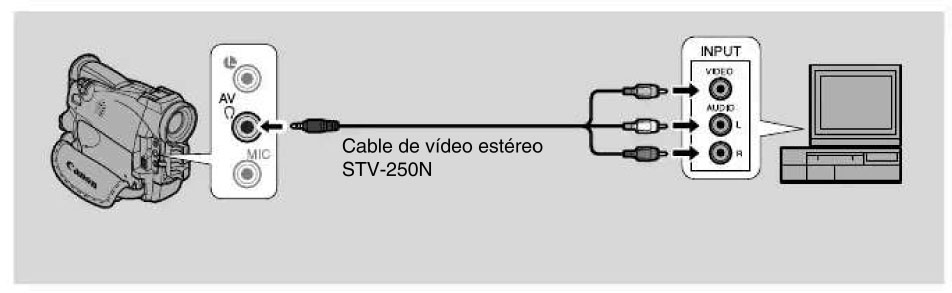 Canon MV500 Conexión a Televisión por RCA.