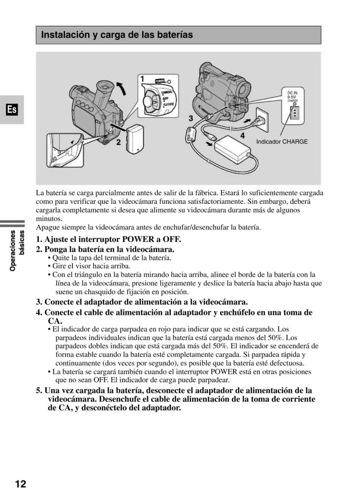 Canon MV500 instalación y carga Batería.